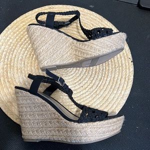 Brash Platform Boho Woven Top Espadrilles Wedge Size 8